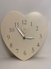Wooden Wall Clock  Heart Shape