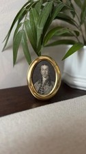 small vintage brass oval photo