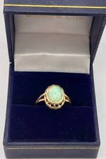 Vintage 9ct Yellow Gold/Natural Solitaire Opal Ring London 1990 H/M UK Size M