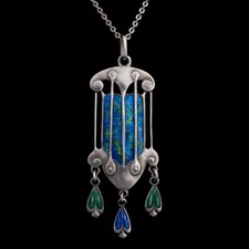 James Fenton Silver and Enamel Pendant Necklace 1908