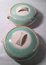 Pair of Art Deco 1930's Burleigh Ware Tureen Serving Dishes with Lids Balmoral 