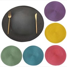Table Place Mats Large Round Woven Place Mat Dining Tableware Washable Dinner