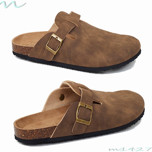Mens mule sandals - black, faux