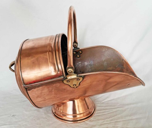 Solid copper log bin - bin, antique