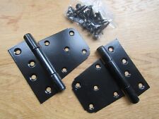 Pair of BLACK Heavy Duty Offset Hinges for High Gates Sheds Garden Furniture