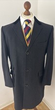 Skopes Luxury Grey Crombie Style Herringbone Overcoat Wool Mix Velvet Collar 44R