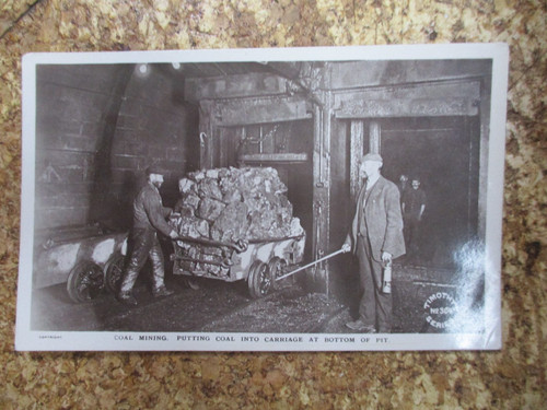 Coal mining postcard putting - coal,