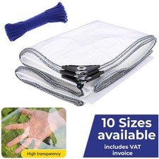All Sizes Of Heavy Duty Clear Tarpaulin Waterproof Cover Ground Camping UK Sheet