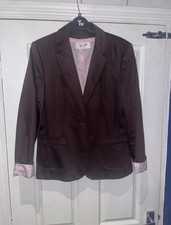 Next Ladies Brown Pink Lined Blazer  Jacket Size 16