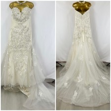 Nwot Sophia Tolli ivory/champagne appliqué beaded  wedding dress with train 18