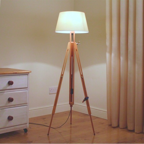 Floor lamp with - natural, beech