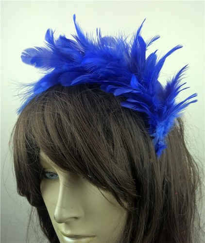 Royal blue feather - blue, headband