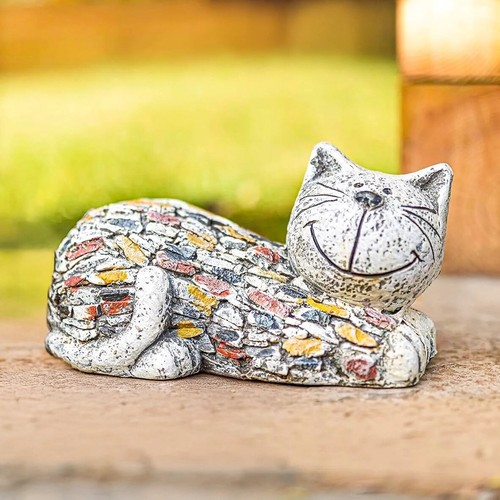 Cat garden ornament stone - cat,