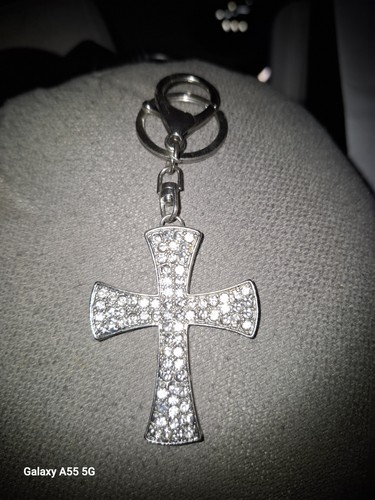 Silver cross metal pendant - metal,