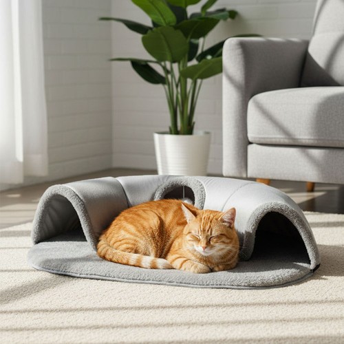 Plush cat tunnel bed - plush, soft