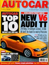 AUTOCAR MAGAZINE 04-DEC-02 - Hartge H50 E46, Jaguar XKR, Audi TT V6, VW Golf R32