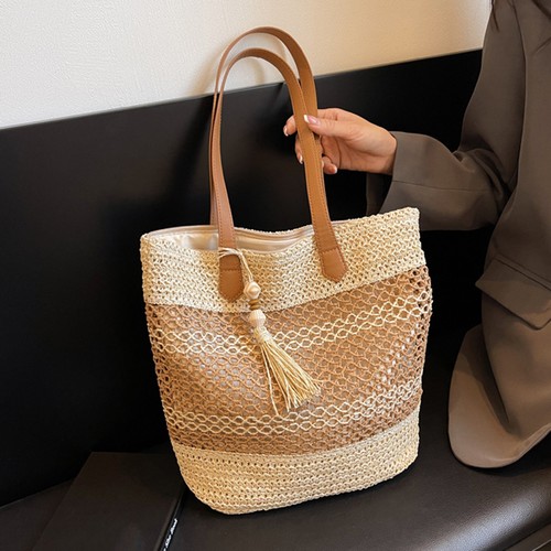 Straw beach bag - straw,