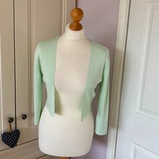 Phase Eight Mint Green Cropped Fine Knit Bolero Cardigan UK 10 Shrug Cover Up