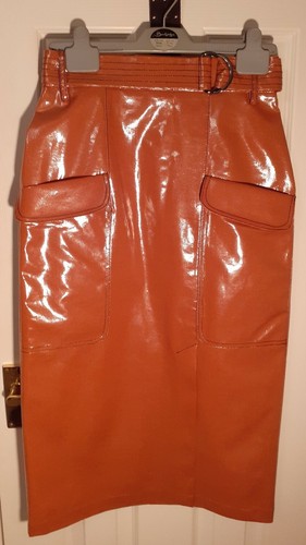 Topshop glossy tan brown faux - glossy,
