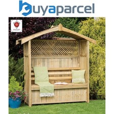 Zest Hampshire Arbour Wooden Garden Seat & Storage Box Trellis Sides
