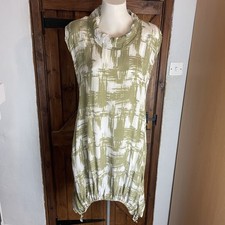 Masai Green White Satin Sleeveless Oversized Smock Parachute Dress Size Small