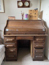 Oak Roll Top Desk  Antique