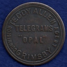 Lincolnshire Grimsby Teddy Allen Telegrams Commission Agent Ad Token (Ref d1189)
