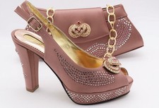 Rose Gold Italian matching shoes and bag set