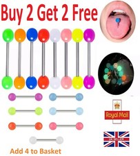 Tongue Bars Bar Surgical Steel Glow In Dark Barbell Nipple Tragus Eyebrow Pierce