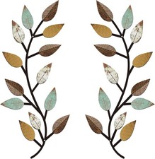 2 Pieces Metal Tree Leaf Wall