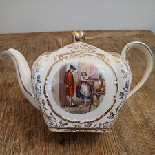 Art deco Cube Teapot with Gold Trim sudlows maple fine black cherries 