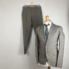 Armani Exchange 2 Piece Suit Men's Light Grey Check 38R Jacket 30W 32L Cotton