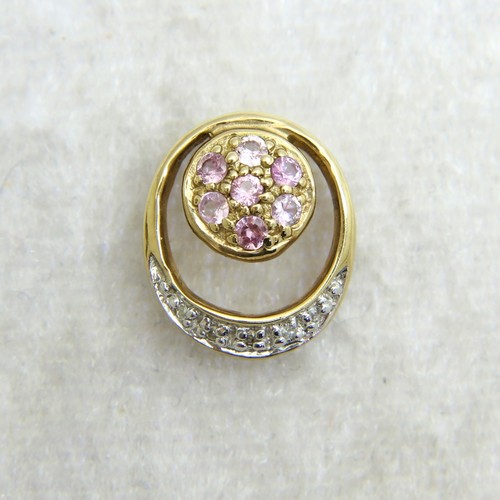 Pink sapphire and diamond 9ct - pink,