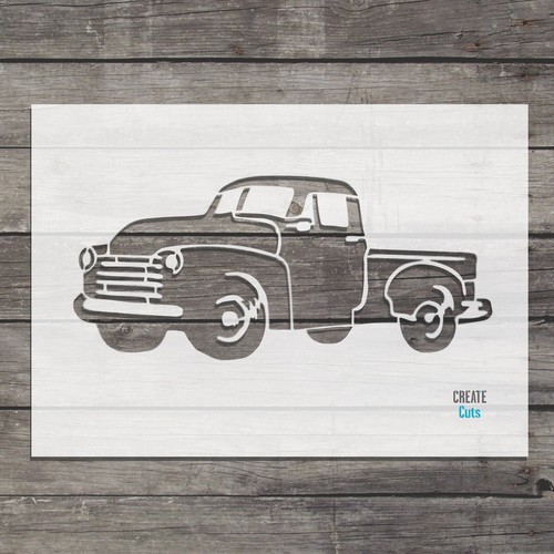 Vintage truck stencil wall - stencil,