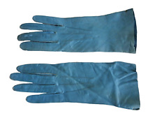 Kid Leather Gloves 50s 60s Evening Cocktail Formal Long 6.5 Small Teal Vintage