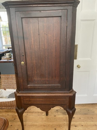 Vintage oak corner cupboard - oak,