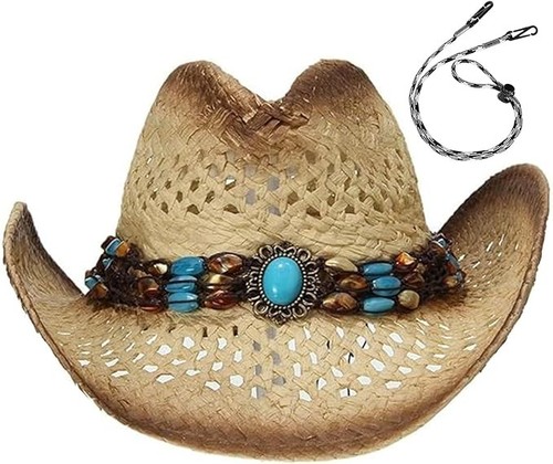 Gemvie women straw cowgirl hat - cowgirl,