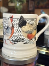 EMMA BRIDGEWATER  HEN & TOAST  WAKE UP  RISE & SHINE LARGE HEN  Half Pint Mug BN