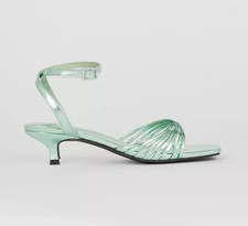 Coast Green Kitten Heel Open Toe Sandals Shoes size 4 Party Prom Occasion Smart