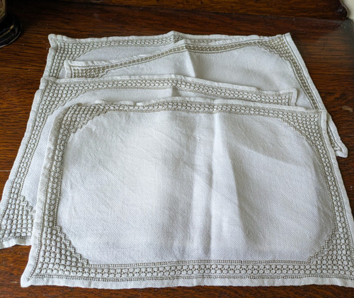 Vintage linen placemats with - placemats,