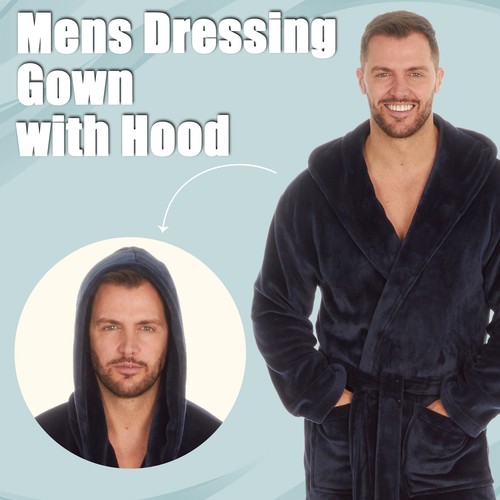 Mens navy dressing gown - navy,