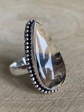 Brown Agate Teardrop Ring Size