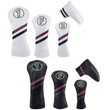 Leather Golf Club Cover Driver Fairway Wood Hybrid Ut Putter Mallet Headcover UK