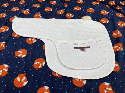 White cotton sidesaddle numnah - white,