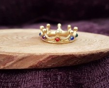 Miniature GOLD gemstone CROWN 1:12th scale dolls house castle king UK DH9