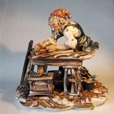 A Vintage Large  Capodimonte Italy Figure Old Man Carpenter  by Milio M162