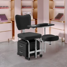 Rolling Manicure Pedicure Chair Set Salon Station Beauty Nail Tech Stool Table
