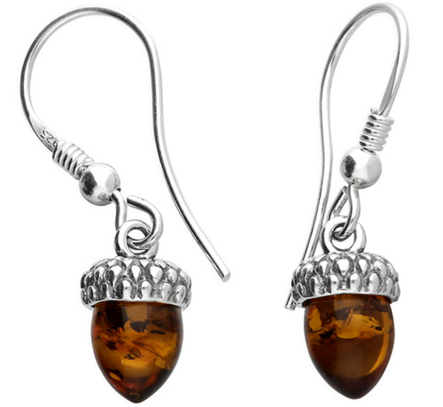 Silver baltic amber acorn - silver,