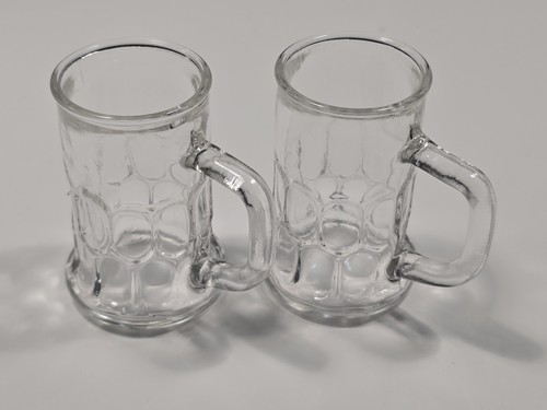 Pair miniature glass tankards - pair,