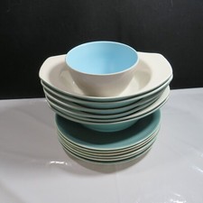 Vintage Poole Pottery Twintone Soup Bowl with Underplate